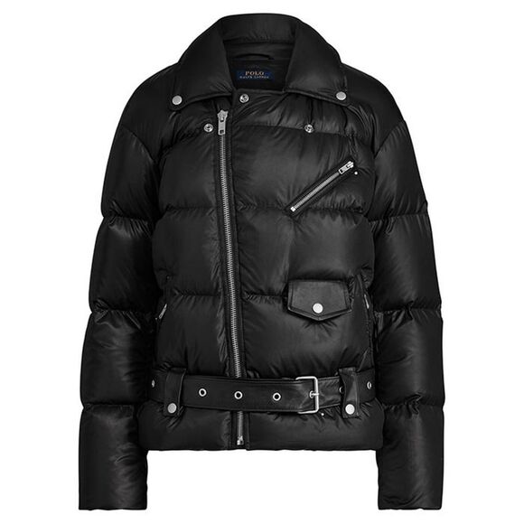 NWT|Polo Ralph Lauren Black Down Fill Moto Puffer Winter Jacket, XL - Picture 5 of 11